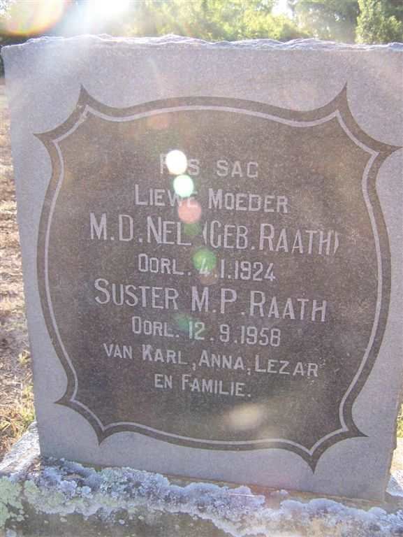NEL M.D. nee RAATH -1924 :: RAATH M.P. -1958