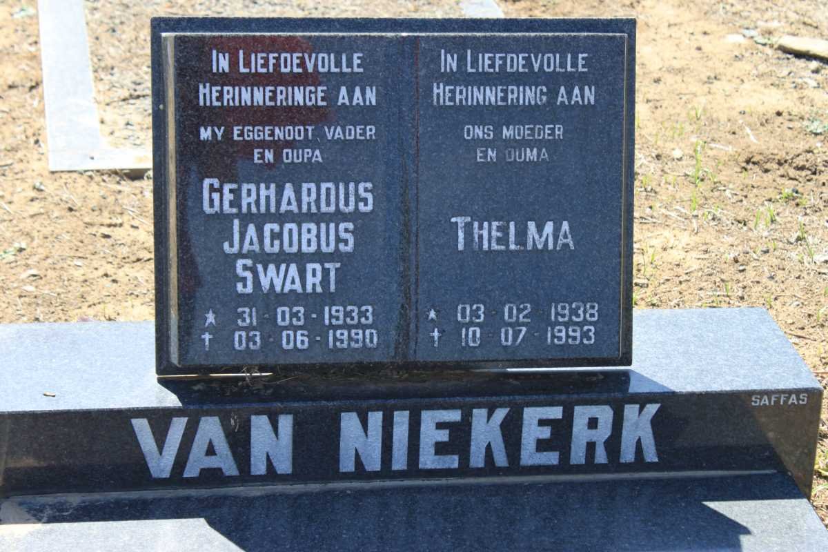 NIEKERK Gerhardus Jacobus Swart, van 1933-1990 &amp; Thelma 1938-1993