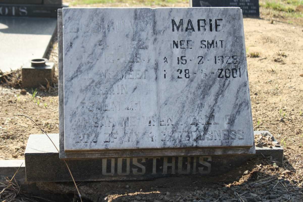 OOSTHUIS Desmond 1921-1984 &amp; Marie SMIT 1925-2001