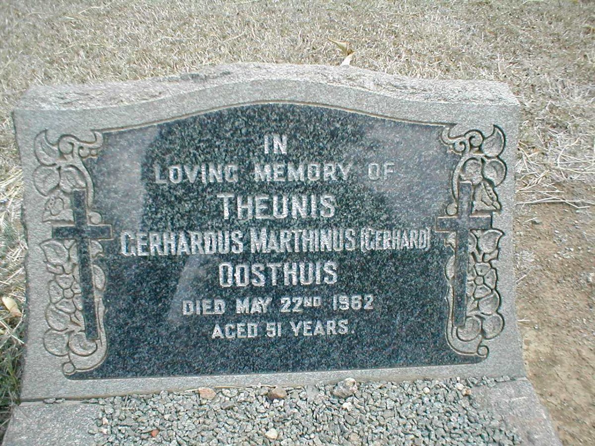 OOSTHUIS Theunis Gerhardus Marthinus  -1962