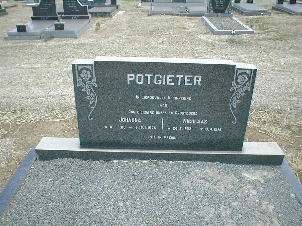 POTGIETER Nicolaas 1903-1976 &amp; Johanna 1910-1976