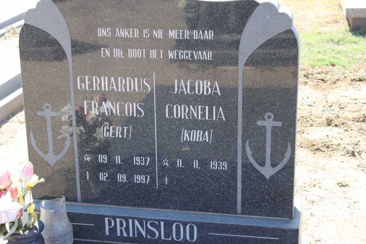 PRINSLOO Gerhardus Francois 1937-1997 &amp; Jacoba Cornelia 1939-