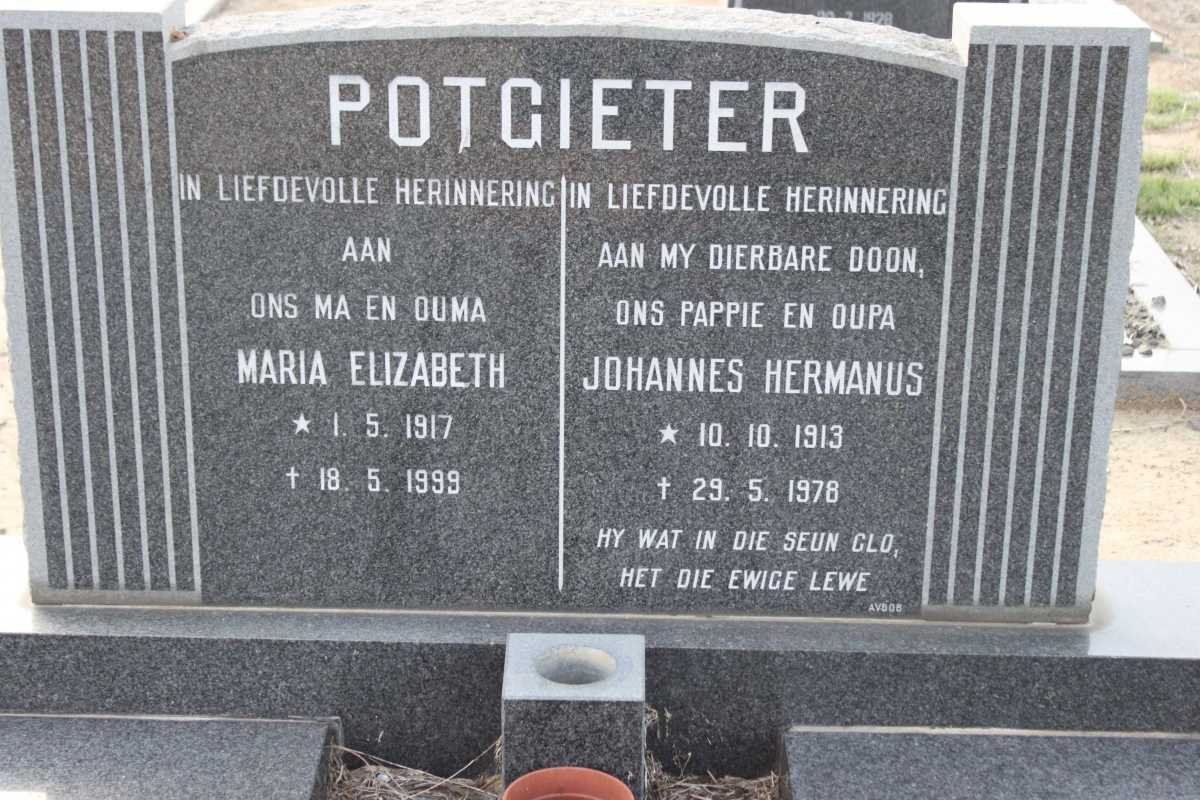 POTGIETER Johannes Hermanus 1913-1978 &amp; Maria Eilzabeth 1917-1999