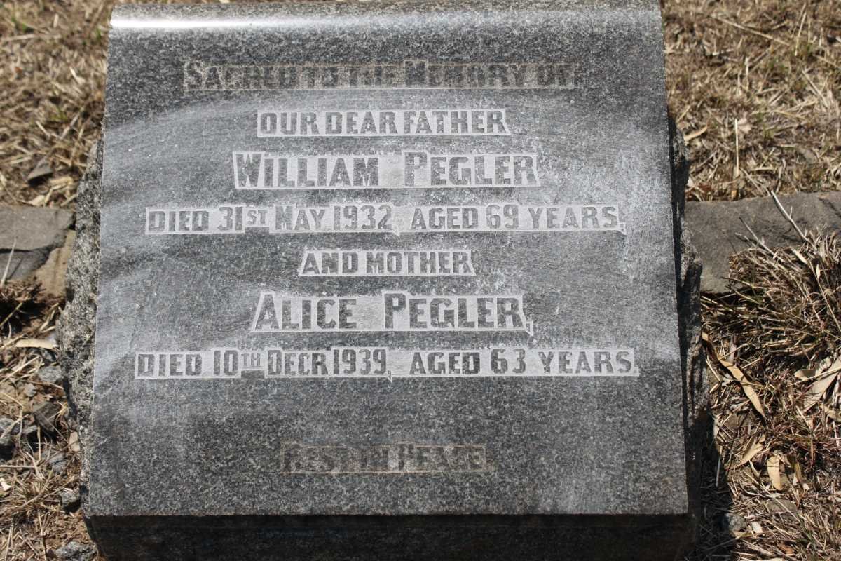 PEGLER William -1932 &amp; Alice -1939