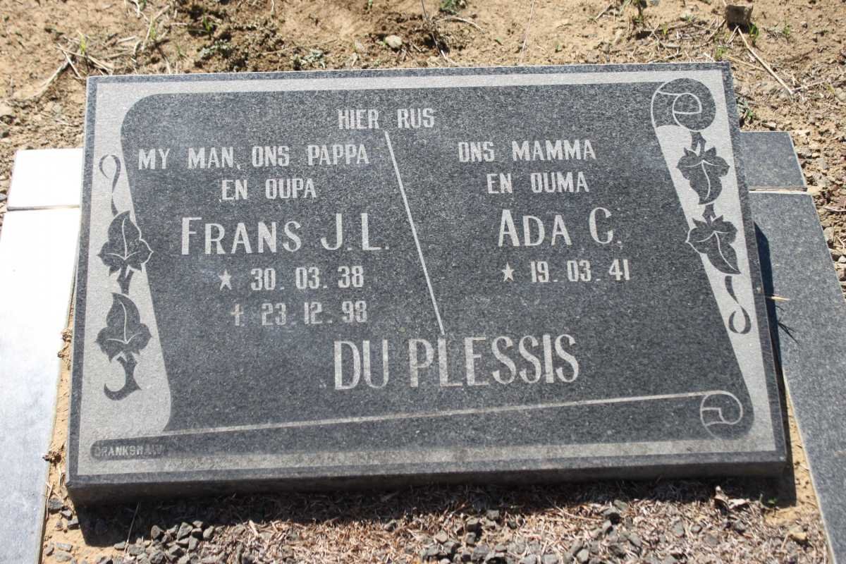 PLESSIS Frans J.L., du 1938-1998 &amp; Ada C. 1941-