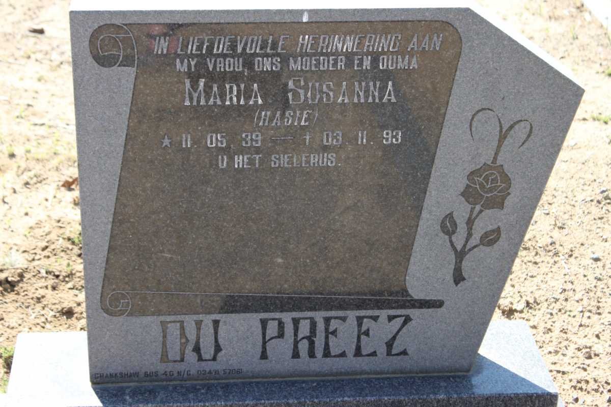 PREEZ Maria Susanna, du 1939-1993 
