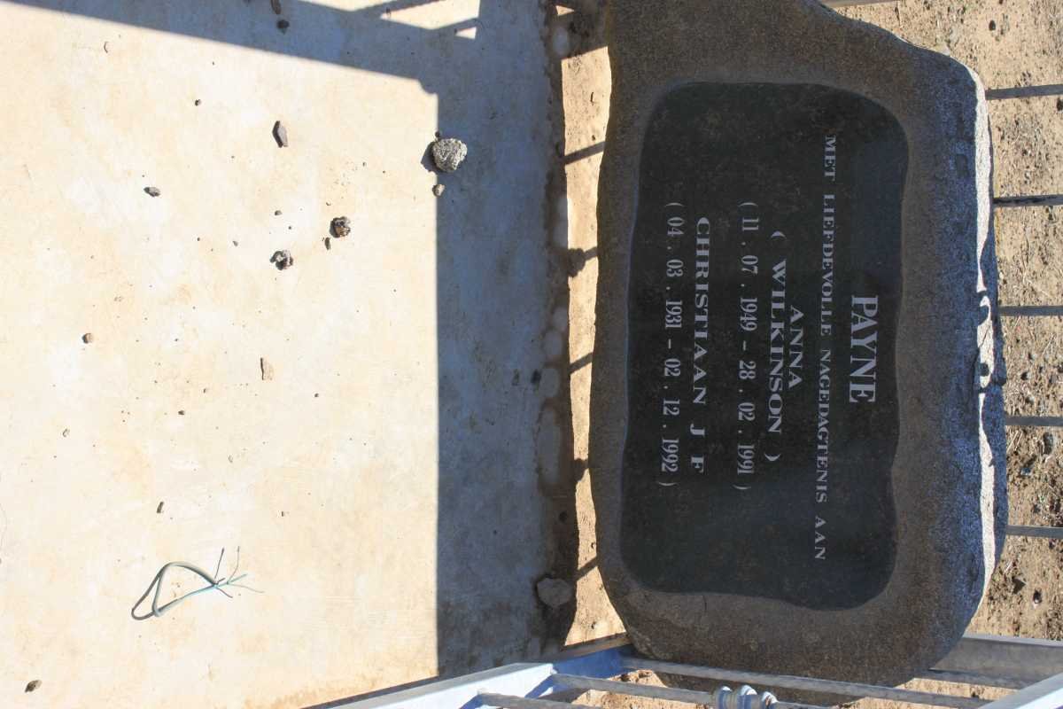 PAYNE Christiaan J.F. 1931-1992 &amp; Anna WILKINSON 1949-1991