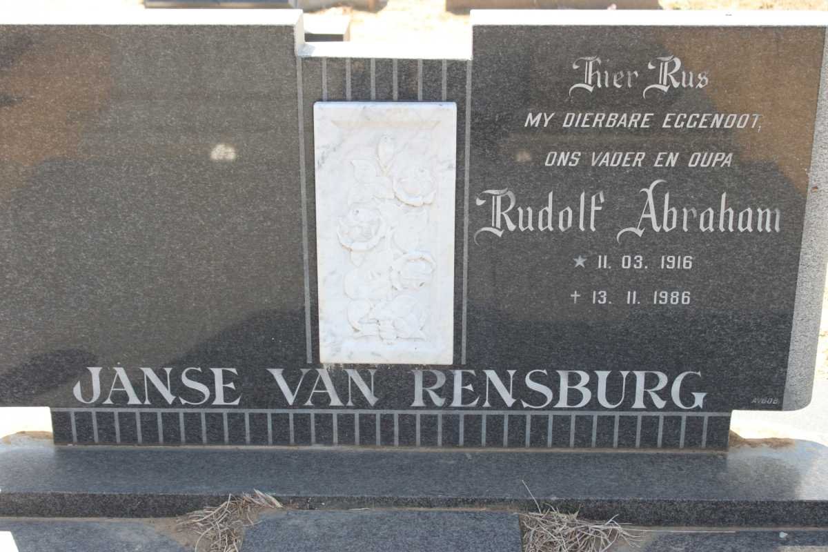 RENSBURG Rudolf Abraham, Janse van 1916-1986