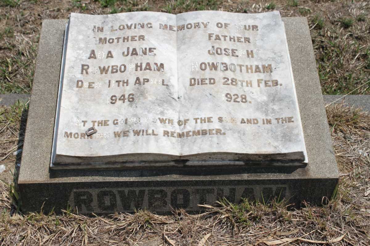ROWBOTHAM  Joseph -1928 &amp; Ada Jane -1946