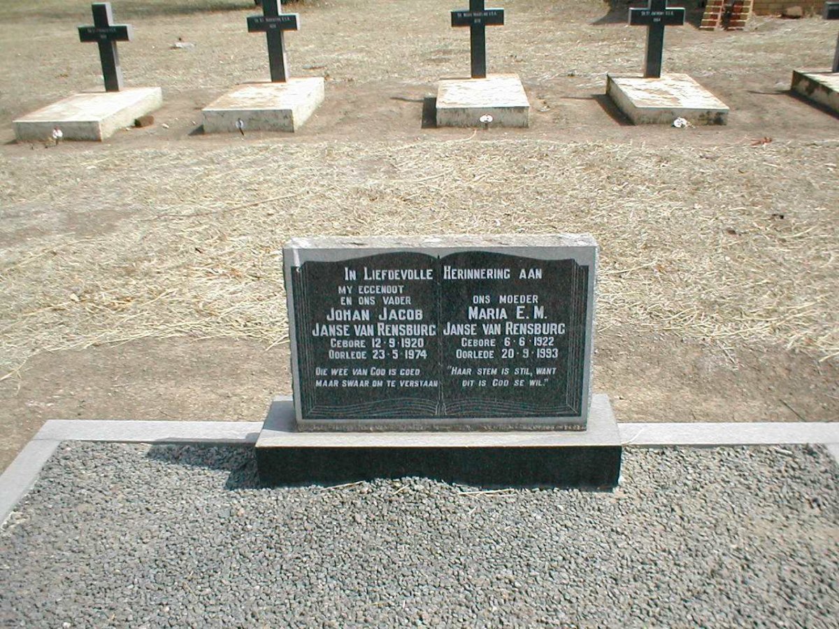 RENSBURG Johan Jacob, Janse van 1920-1974 &amp; Maria E.M. 1922-1993