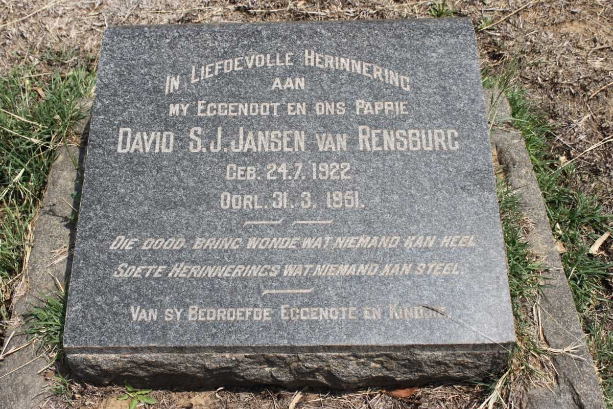 RENSBURG David S.J., Jansen van 1922-1951