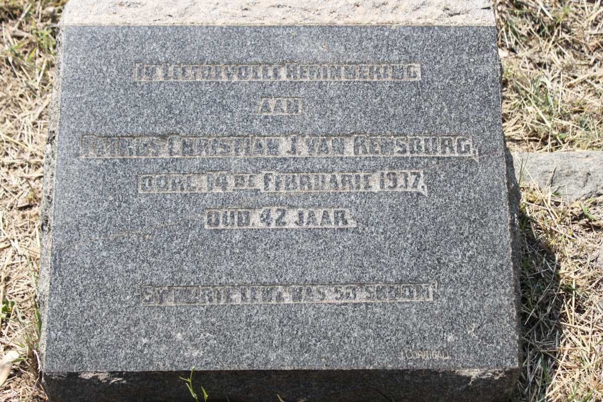 RENSBURG Petrus Christian, J. van -1937