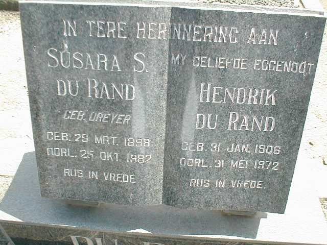 RAND Hendrik, du 1906-1972 &amp; Susara S. DREYER 1898-1982