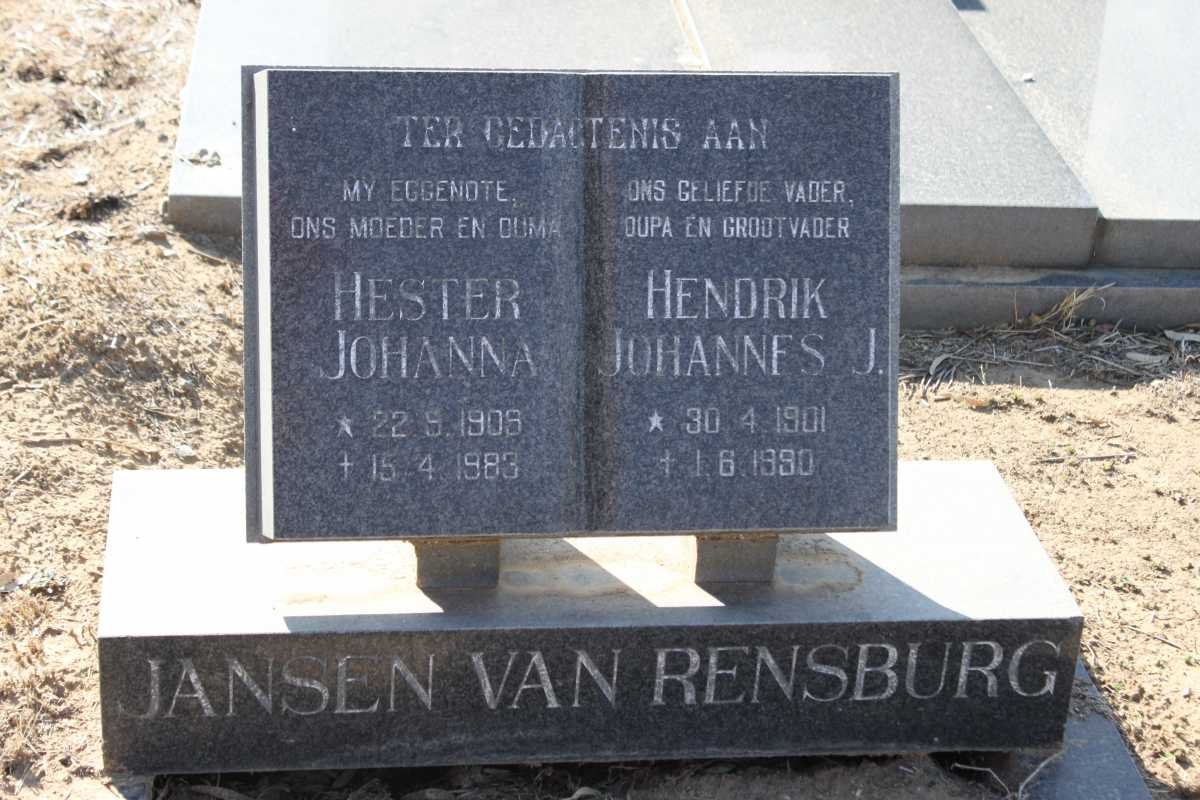 RENSBURG Hendrik Johannes J., Jansen van 1901-1990 &amp; Hester Johanna 1906-1983