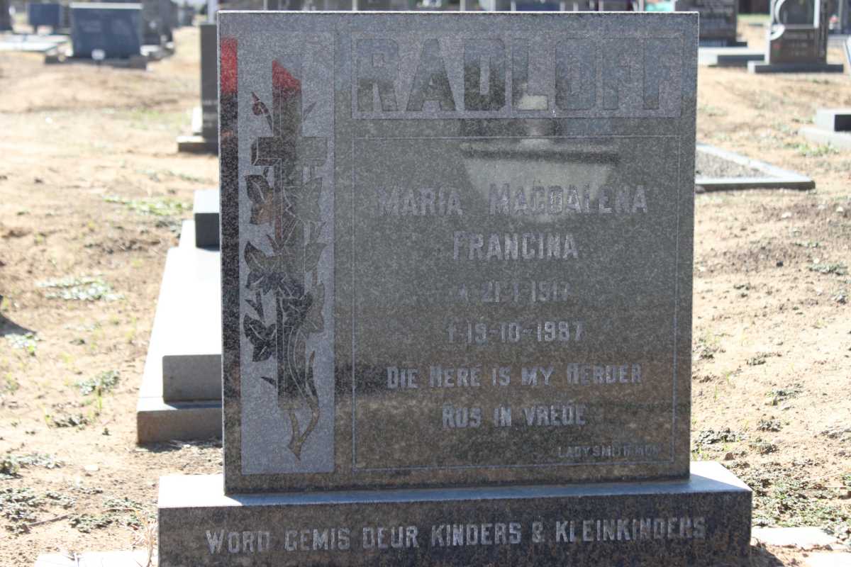 RADLOFF Maria Magdalena Francina 1917-1987