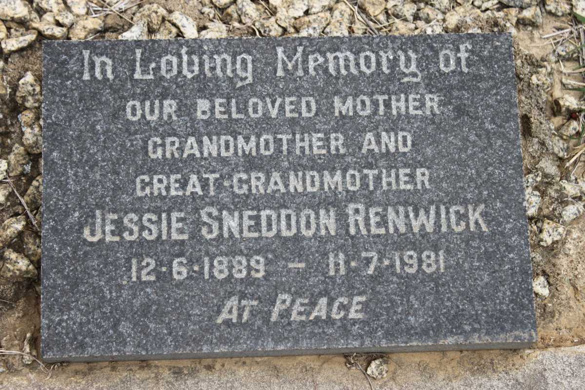 RENWICK Jessie Sneddon 1889-1981