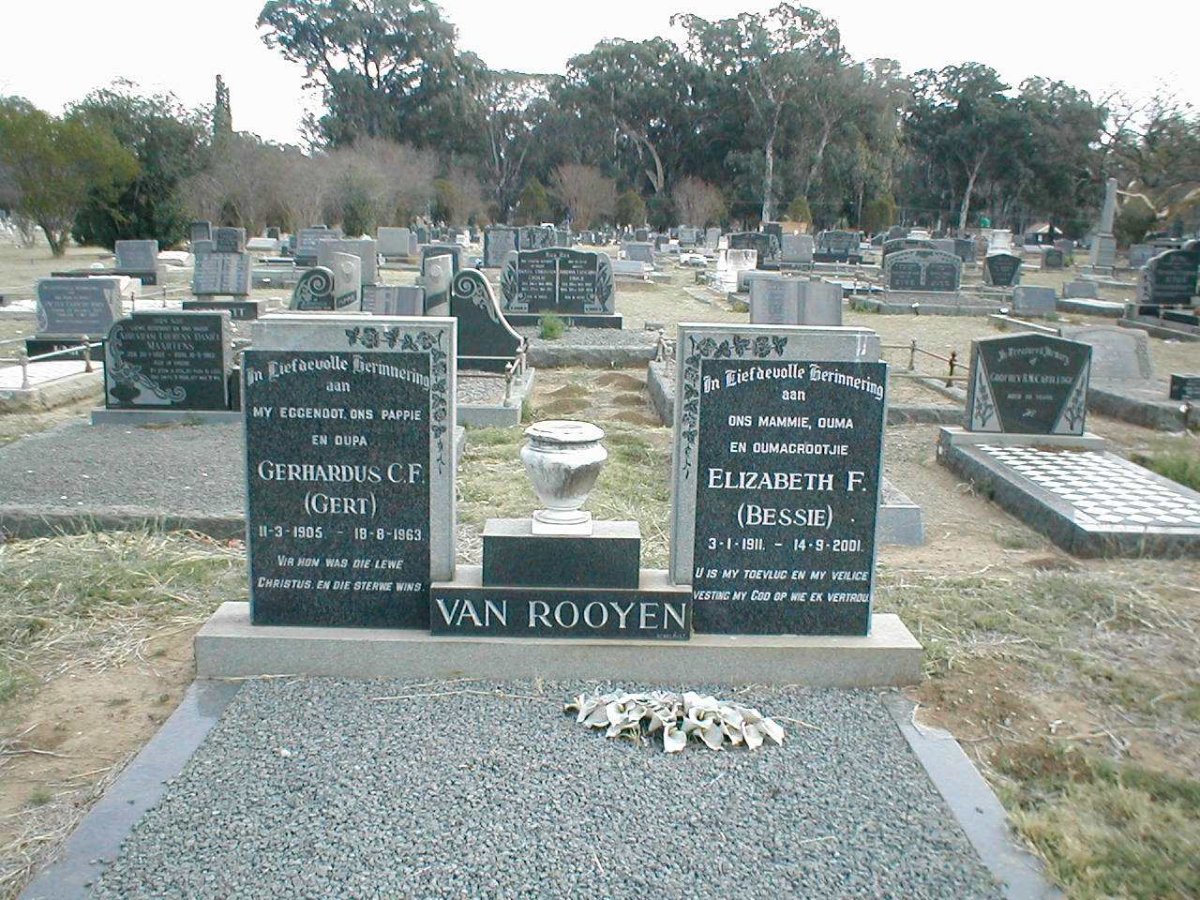 ROOYEN Gerhardus C.F., van 1905-1963 &amp; Elizabeth F. 1911-2001