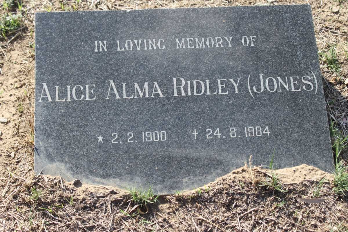 RIDLEY Alice Alma nee JONES 1900-1984