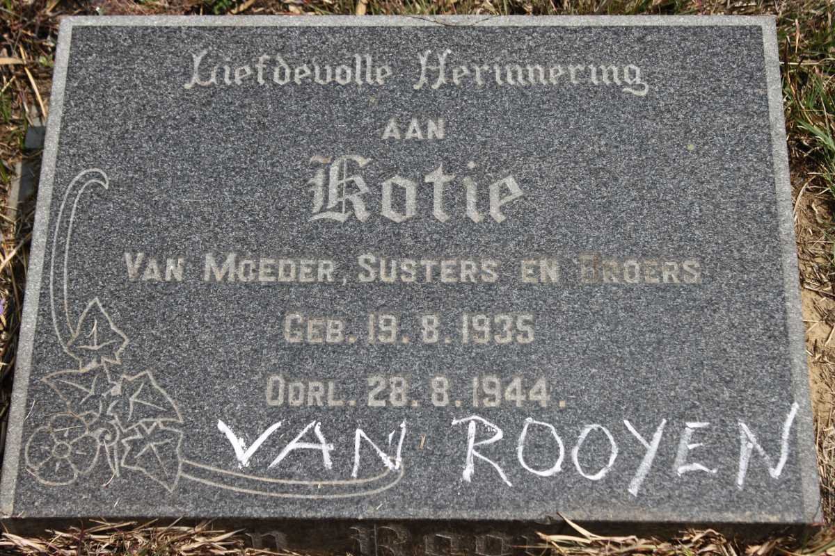 ROOYEN Kotie, van 1935-1944