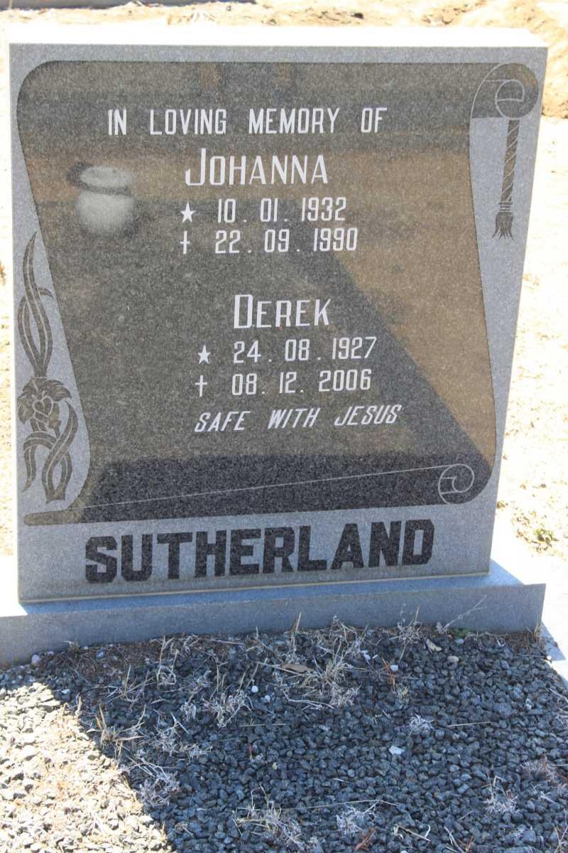 SUTHERLAND Derek 1927-2006 &amp; Johanna 1932-1990