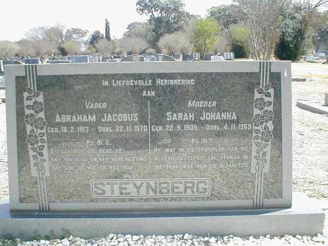 STEYNBERG Abraham Jacobus 1913-1970 &amp; Sarah Johanna 1909-1969