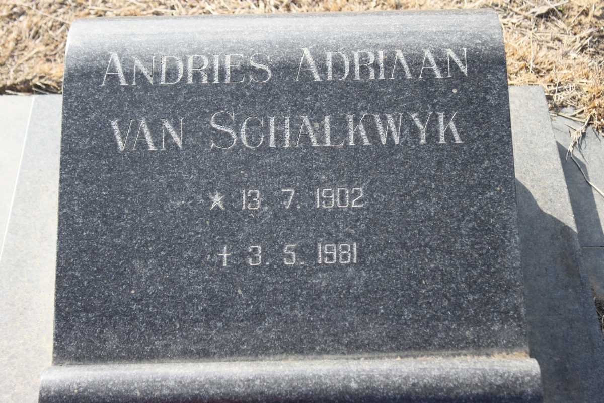 SCHALKWYK Andries Adriaan, van 1902-1981