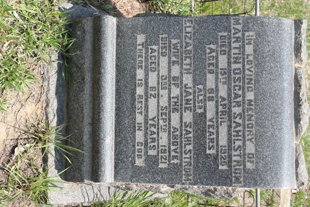 SAHLSTROM Martin Oscar -1925 &amp; Elizabeth Jane -1921