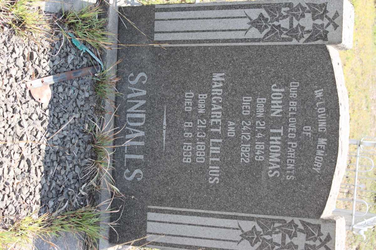 SANDALLS John Thomas 1849-1922 &amp; Margaret Lillius 1880-1939