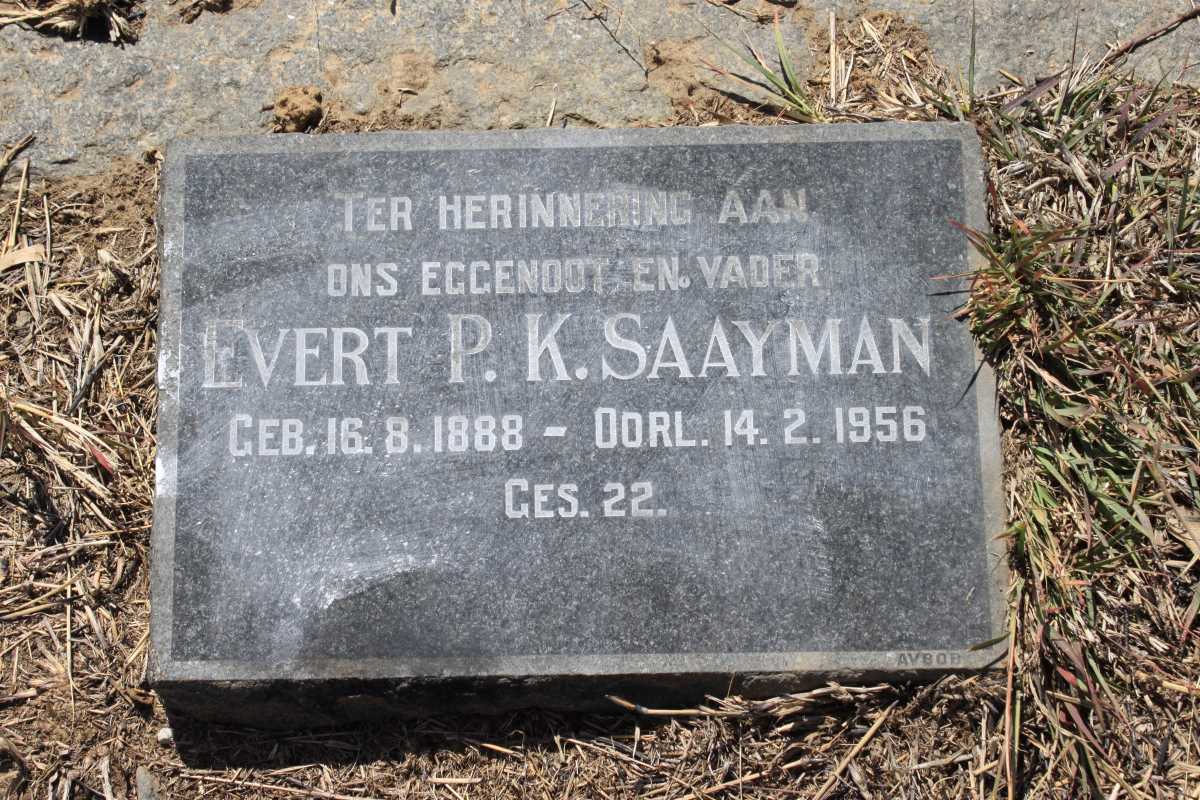 SAAIMAN Evert P.K. 1888-1956 &amp; Elizabeth B. 1893-1958