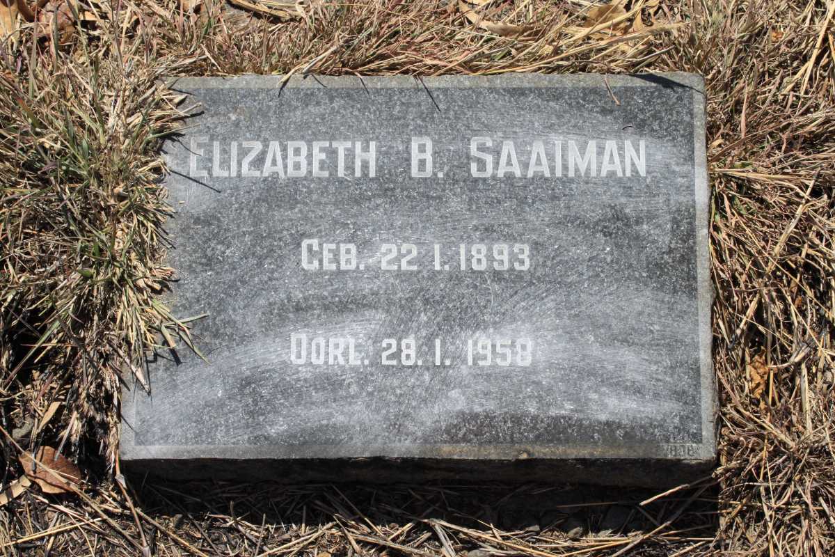 SAAIMAN Evert P.K. 1888-1956 &amp; Elizabeth B. 1893-1958