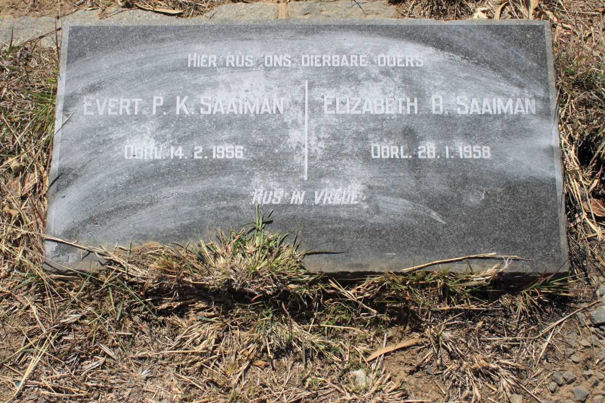 SAAIMAN Evert P.K. 1888-1956 &amp; Elizabeth B. 1893-1958