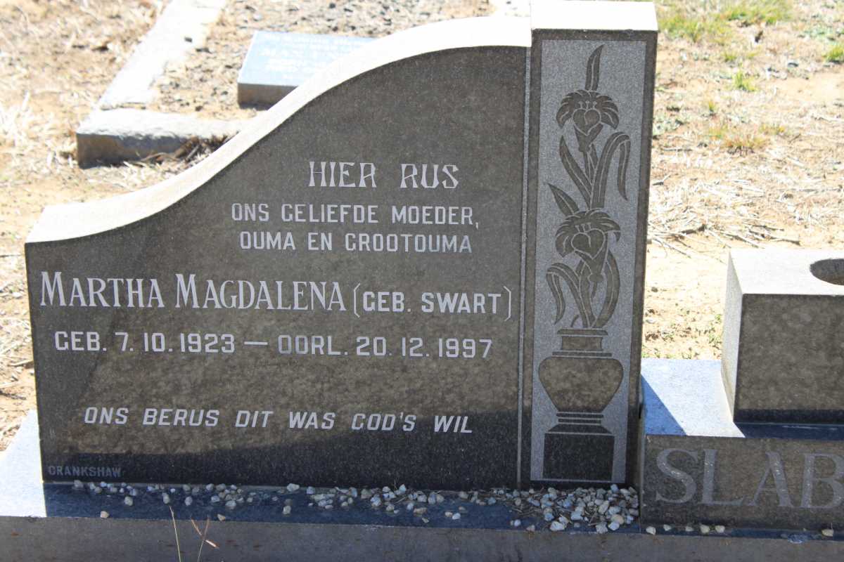 SLABBERT Daniel 1901-1956 &amp; Martha Magdalena SWART 1923-1997