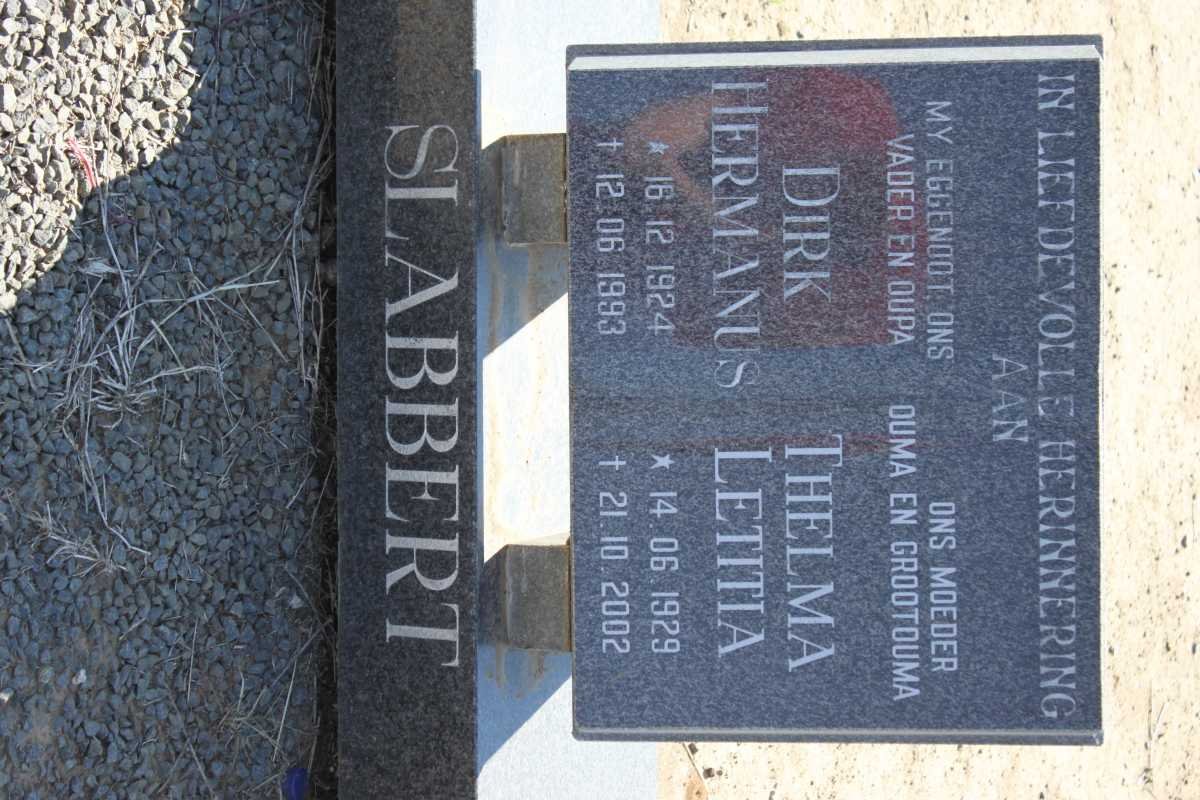 SLABBERT Dirk Hermanus 1924-1993 &amp; Thelma Letitia 1929-2002