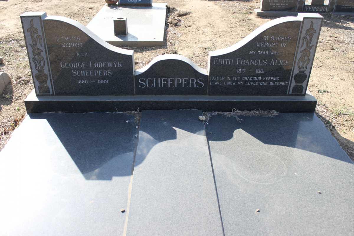 SCHEEPERS George Lodewyk 1920-1989 &amp; Edith Frances Alice 1917-1981