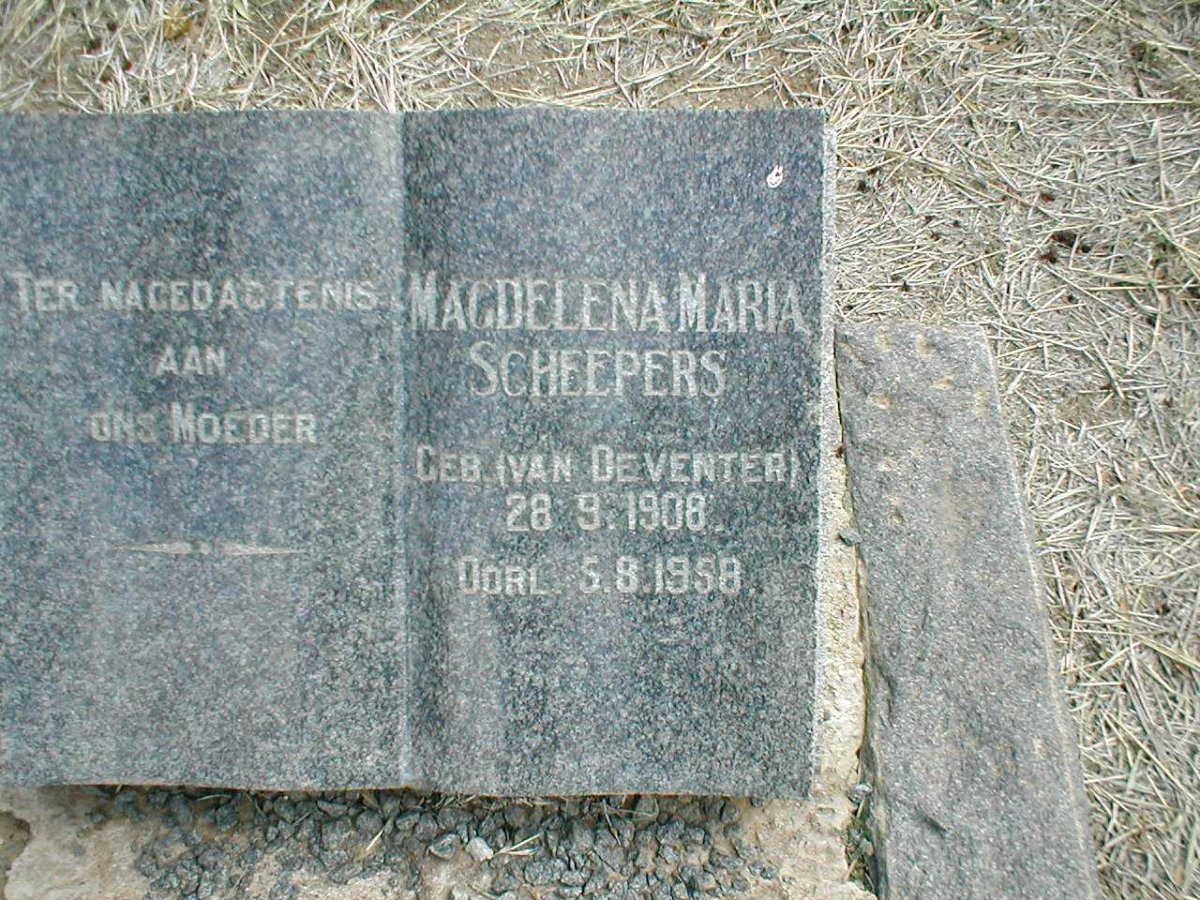 SCHEEPERS Magdelena Maria geb. VAN  DEVENTER 1908-1958