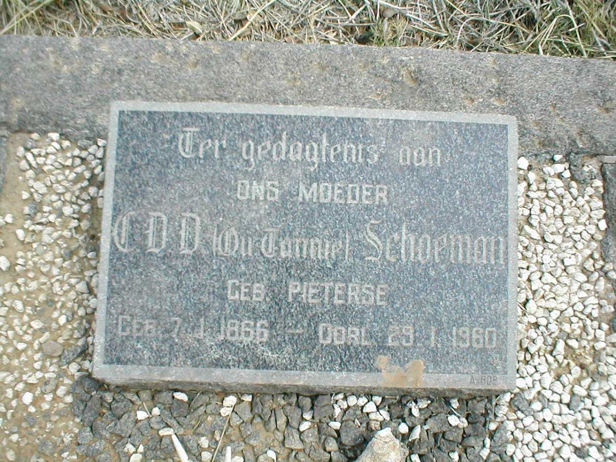 SCHOEMAN C.D.D. geb. PIETERSE 1866-1960