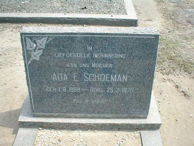 SCHOEMAN Ada E. 1889-1970