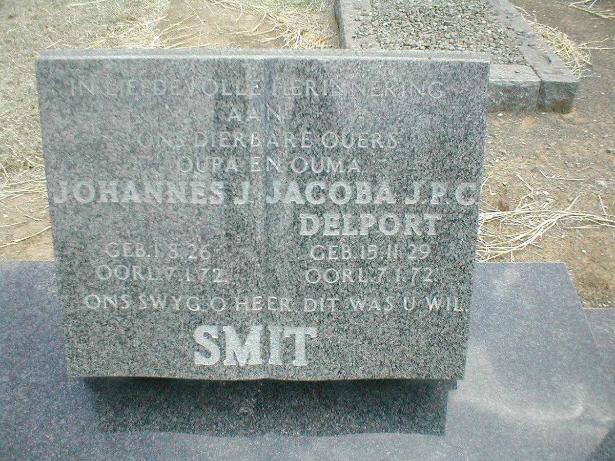 SMIT Johannes J. 1926-1972 &amp; Jacoba J.P.C. DELPORT 1929-1972