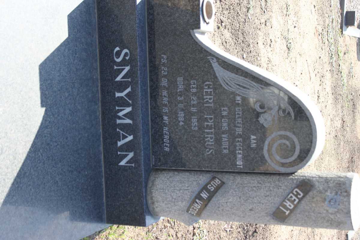 SNYMAN Gert Petrus 1953-1984