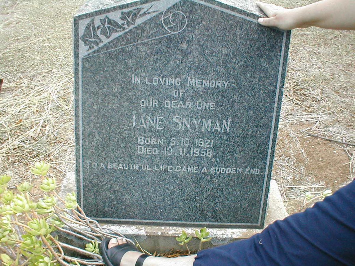 SNYMAN Jane 1921-1958