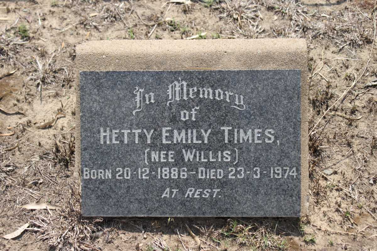TIMES Hetty Emily nee WILLIS 1886-1974