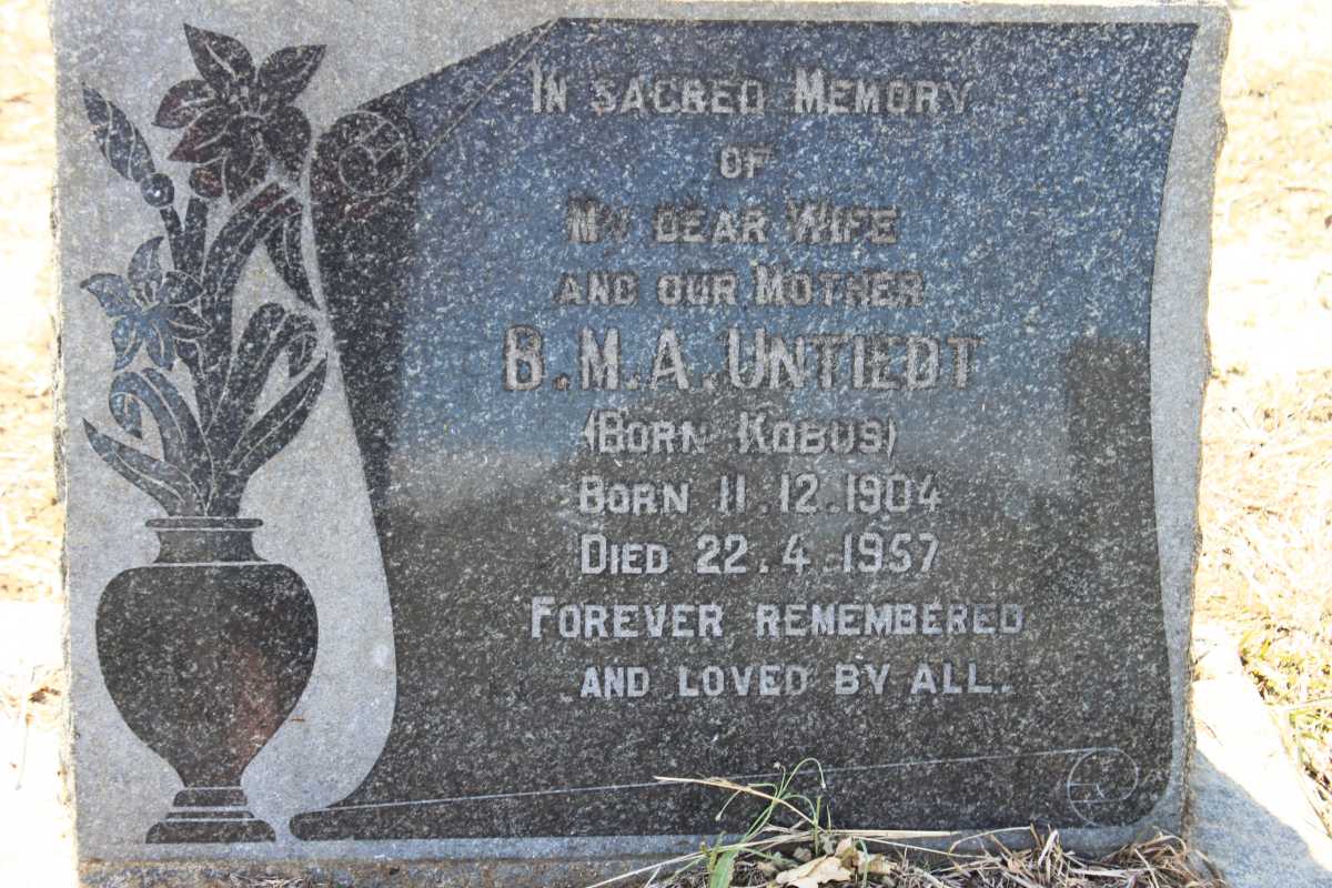 UNTIEDT B.M.A. nee KOBUS 1904-1957