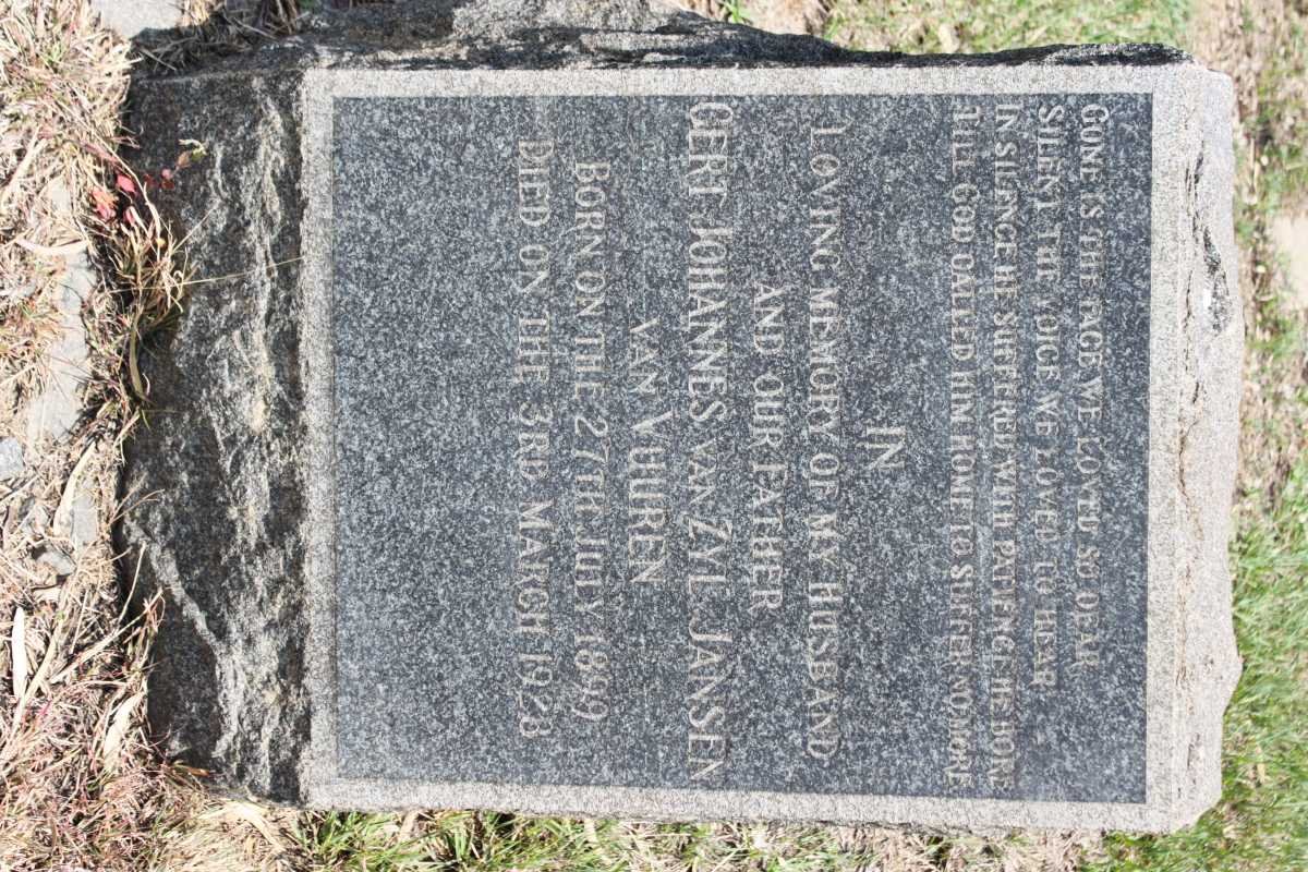 VUUREN Gert Johannes van Zyl, Jansen van 1899-1928