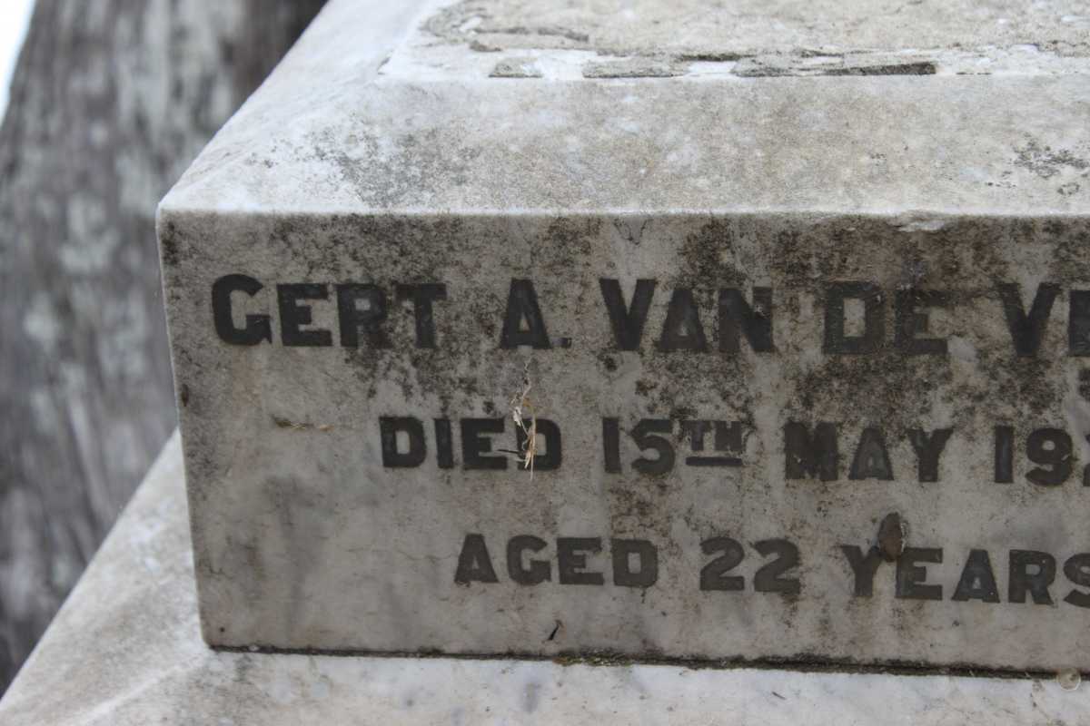 VENTER, Gert A., van de -1922