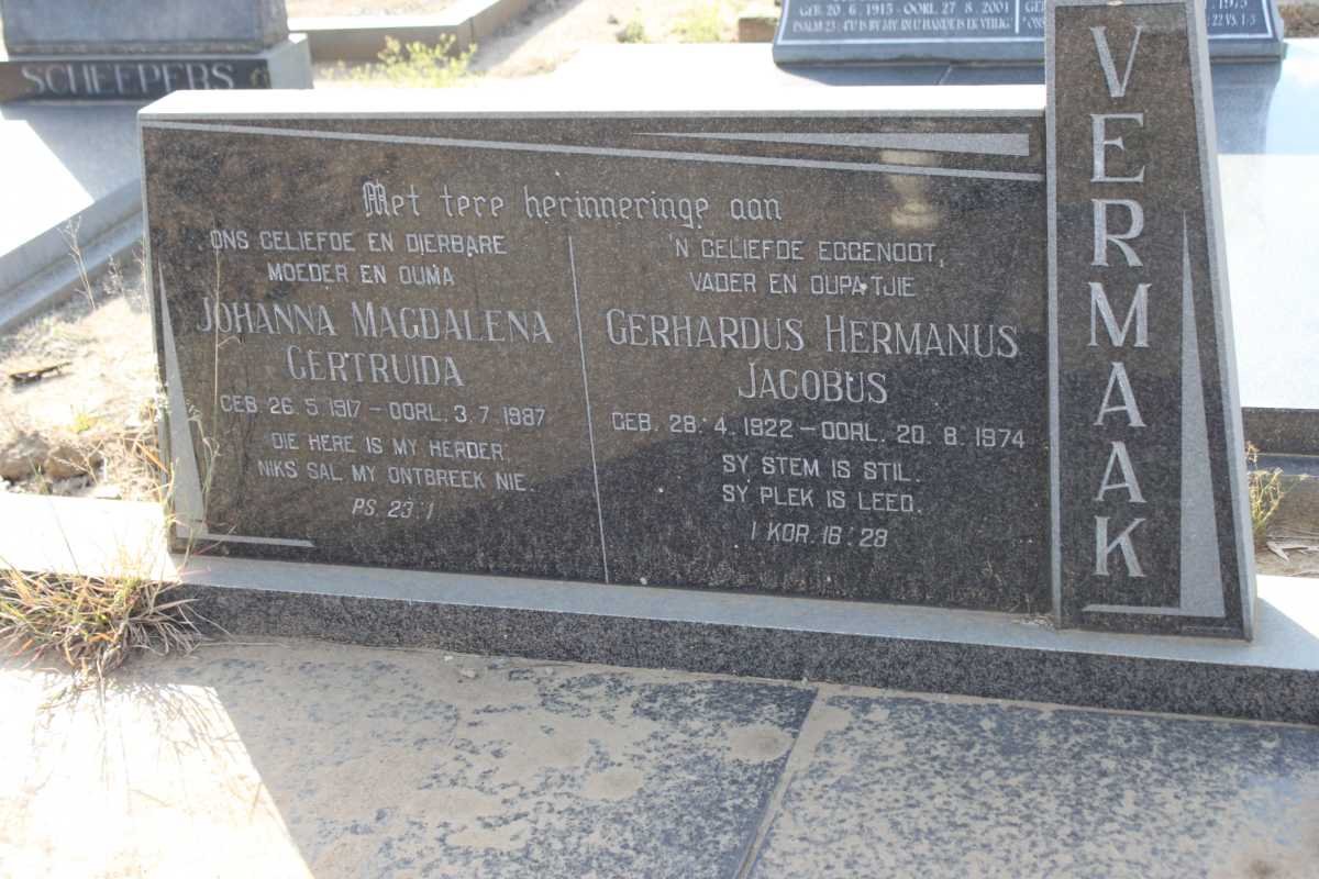 VERMAAK Gerhardus Hermanus Jacobus 1922-1974 &amp; Anna Magdalena Gertruida 1907-1987