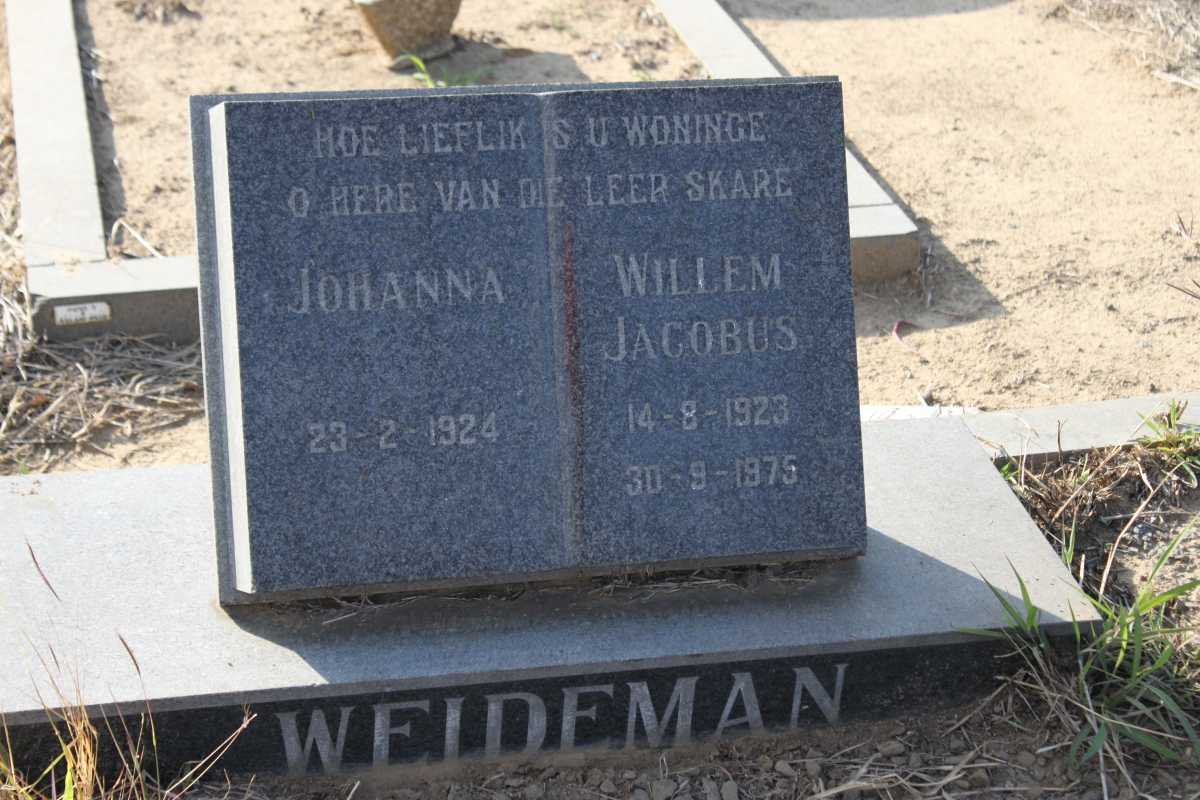 WEIDEMAN Willem Jacobus 1923-1975 &amp; Johanna 1924-