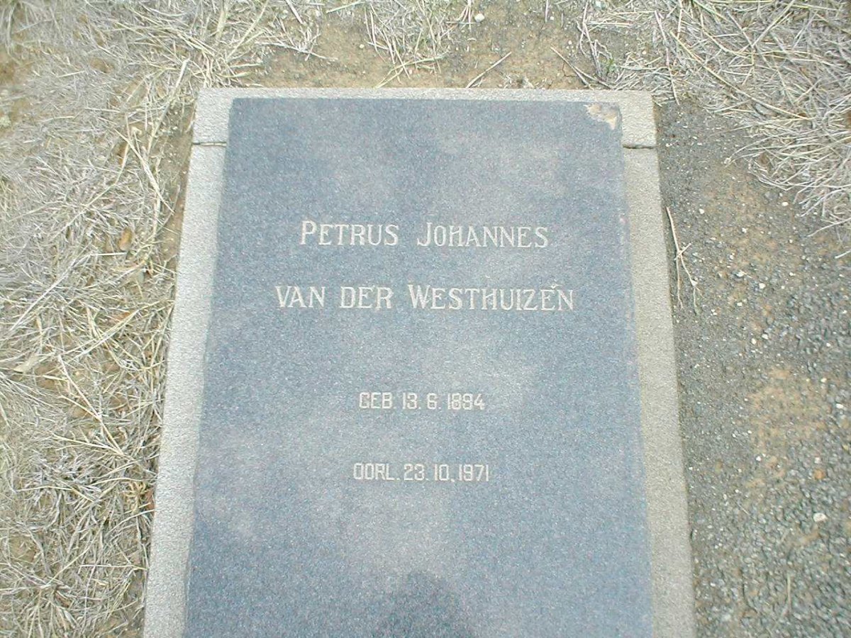 WESTHUIZEN Petrus Johannes, van der 1894-1971