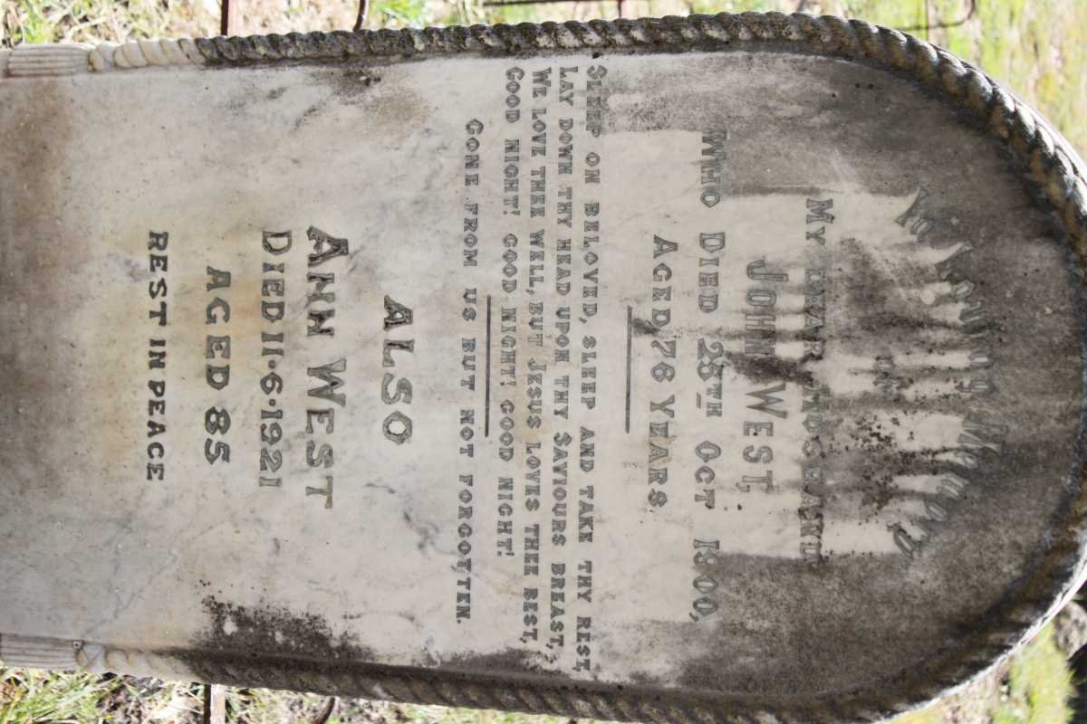 WEST John -1900 &amp; Ann -1921