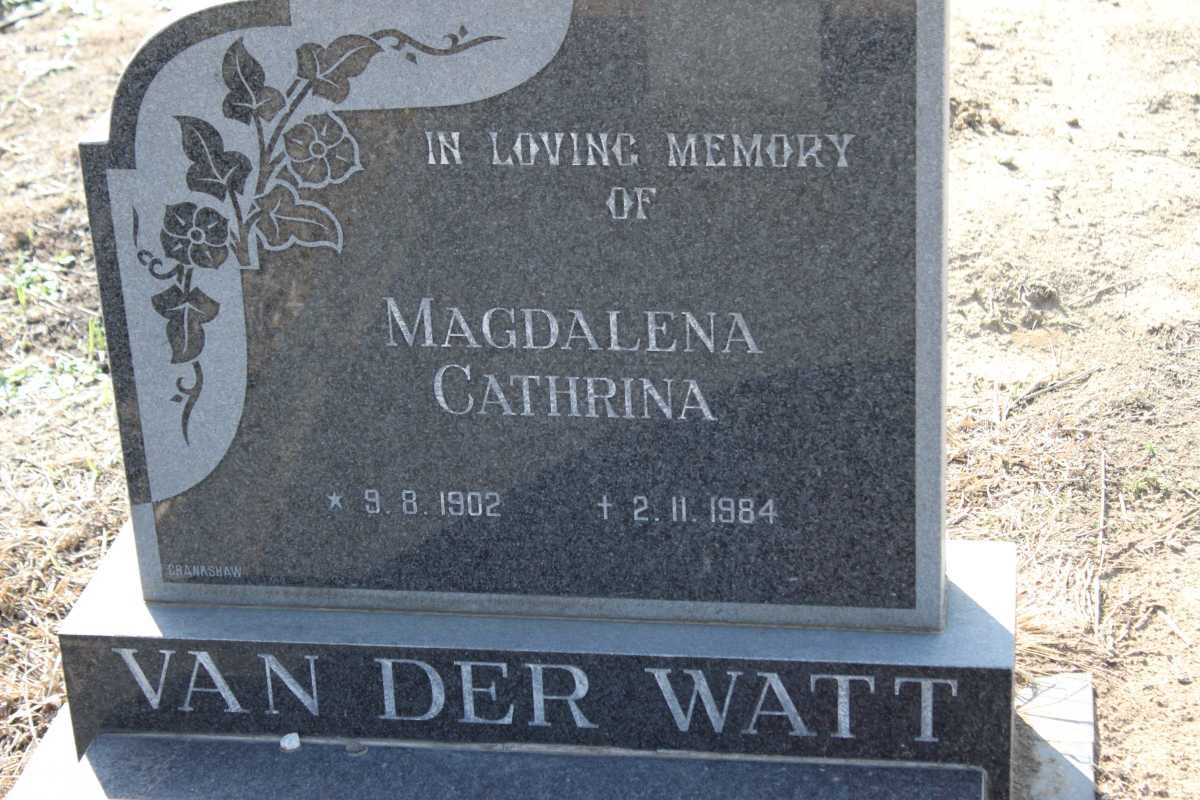 WATT Magdalena Cathrina, van der 1902-1984