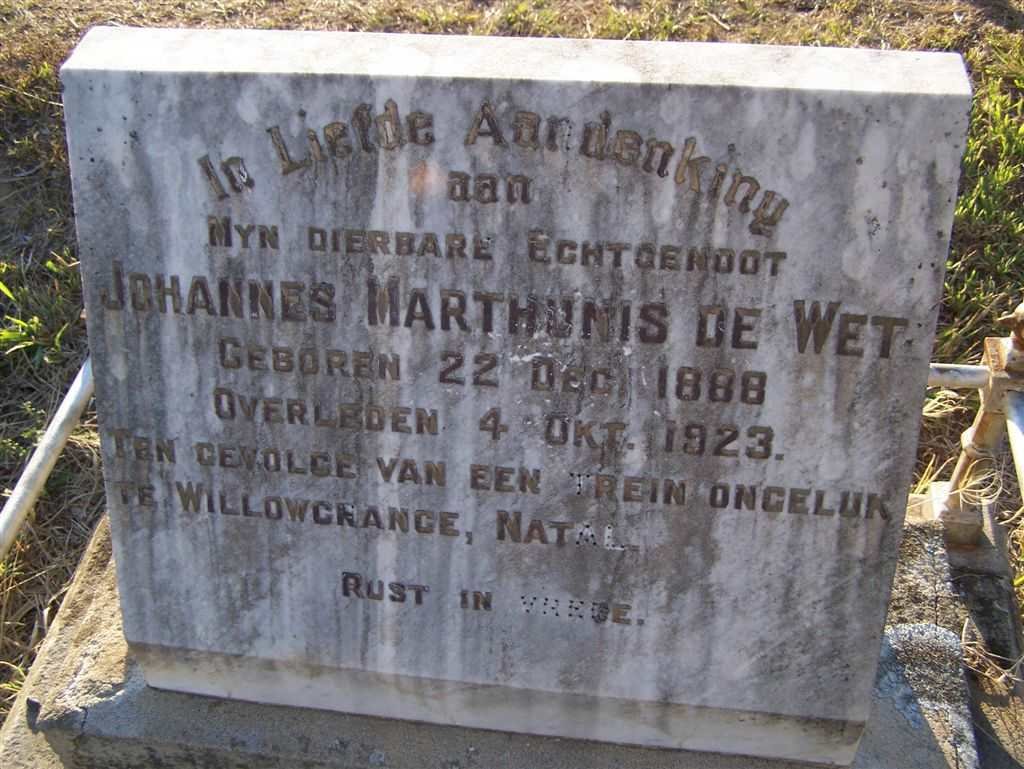 WET Johannes Marthunis, de 1888-1923
